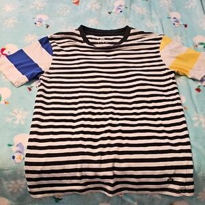 Zine Clothing Striped Tee with Colorful Sleeves
